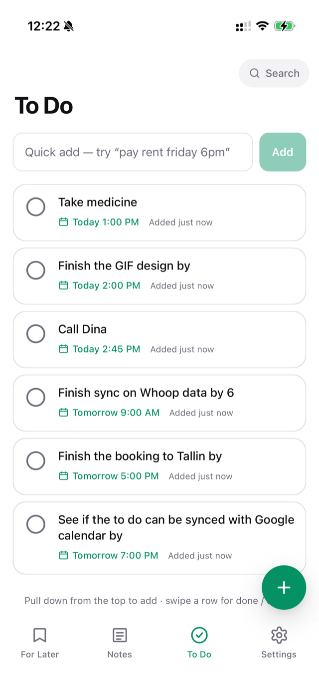 To Do screen